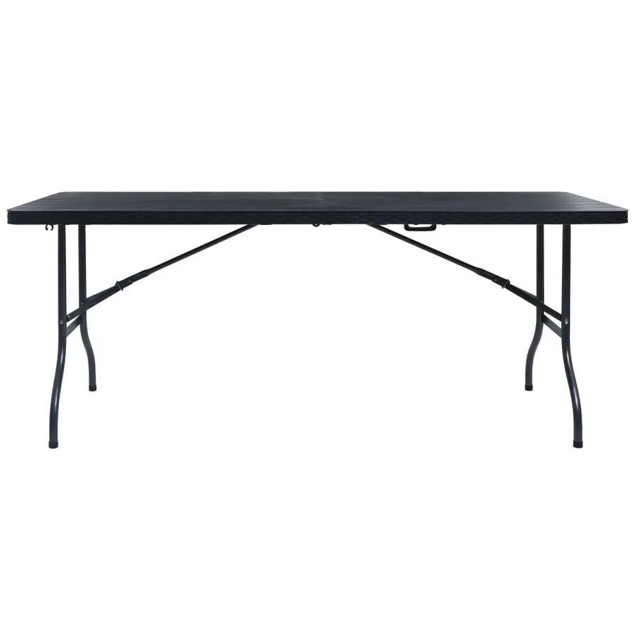 Table pliable de jardin Noir 180x75x72 cm PEHD Imitation rotin - 2