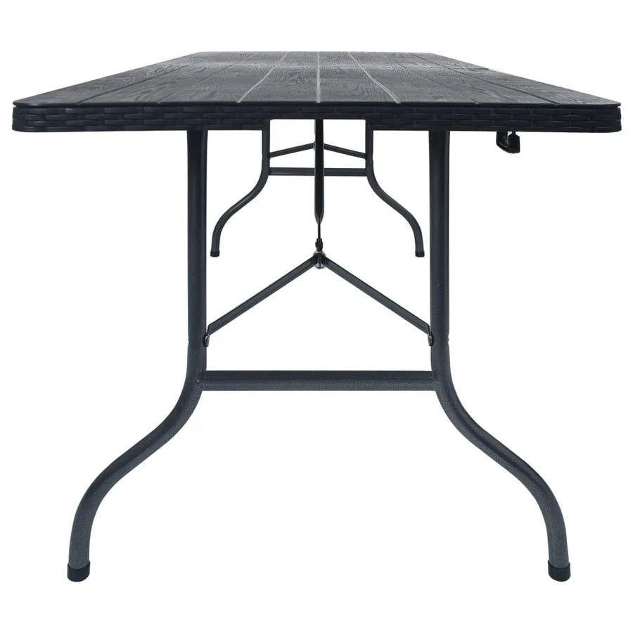 Table pliable de jardin Noir 180x75x72 cm PEHD Imitation rotin - 3