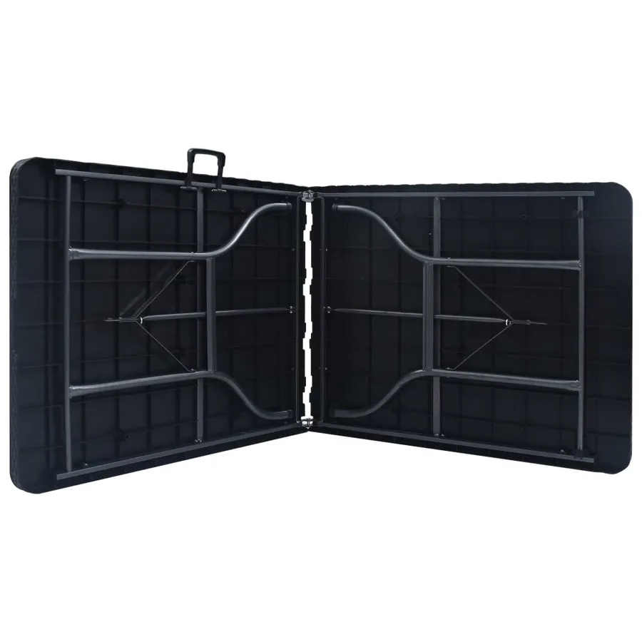 Table pliable de jardin Noir 180x75x72 cm PEHD Imitation rotin - 4