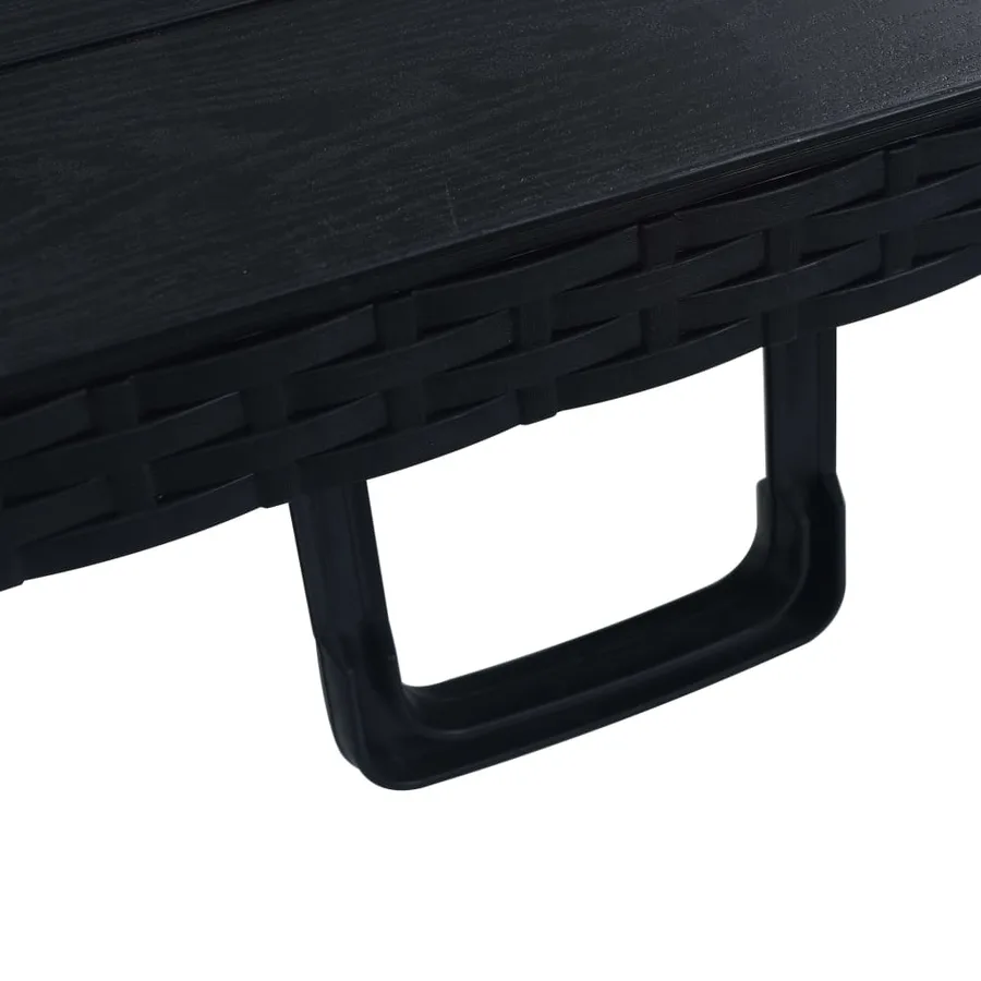 Table pliable de jardin Noir 180x75x72 cm PEHD Imitation rotin - 5