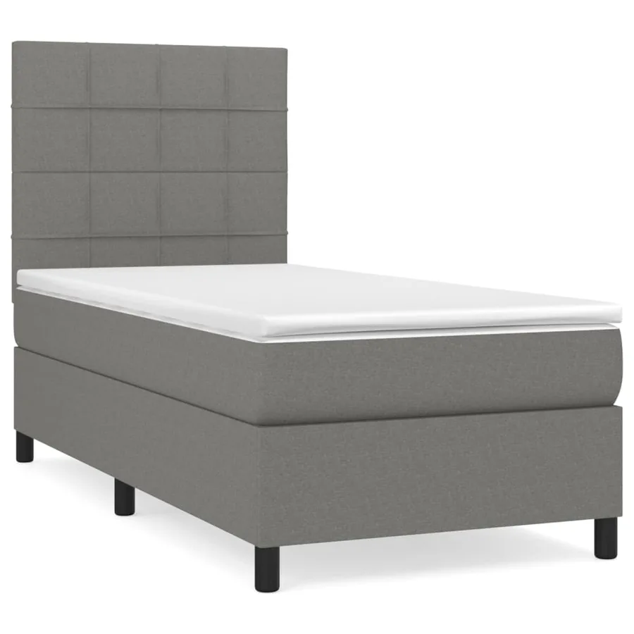 Sommier à lattes de lit avec matelas Gris foncé 100x200cm Tissu - 2