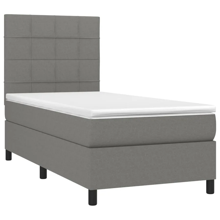 Sommier à lattes de lit avec matelas Gris foncé 100x200cm Tissu - 3