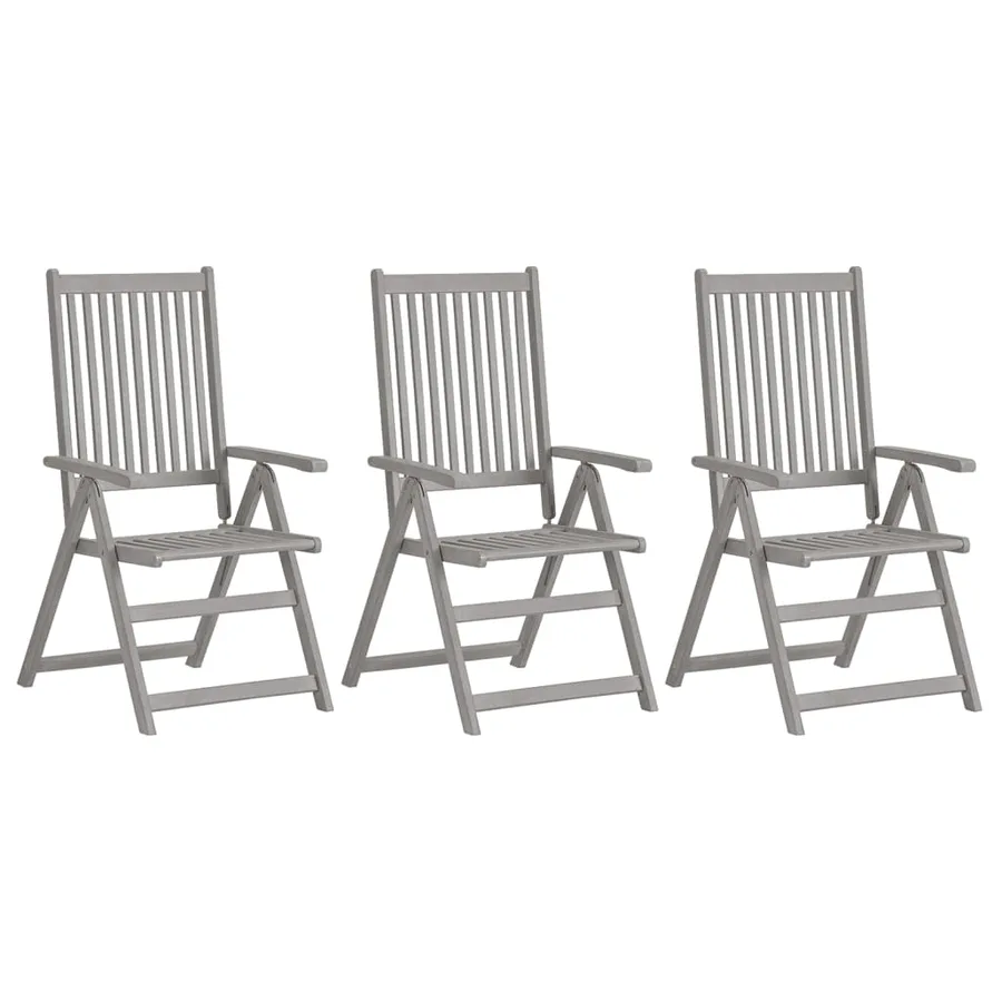 Chaises inclinables de jardin lot de 3 et coussins Bois acacia - 2