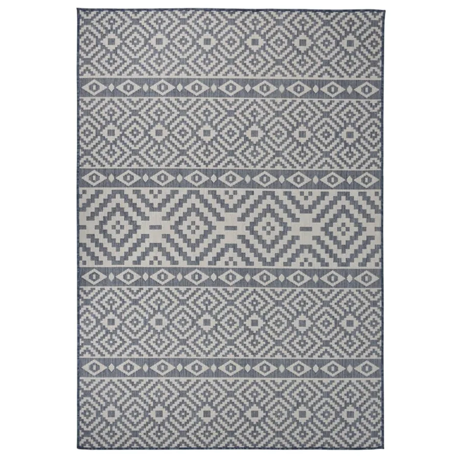 Tapis à tissage plat d'extérieur 160x230 cm Rayures bleues