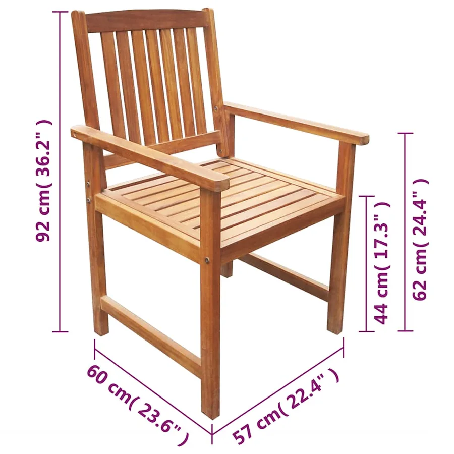 Chaises de jardin lot de 2 Bois d'acacia massif Marron - 6