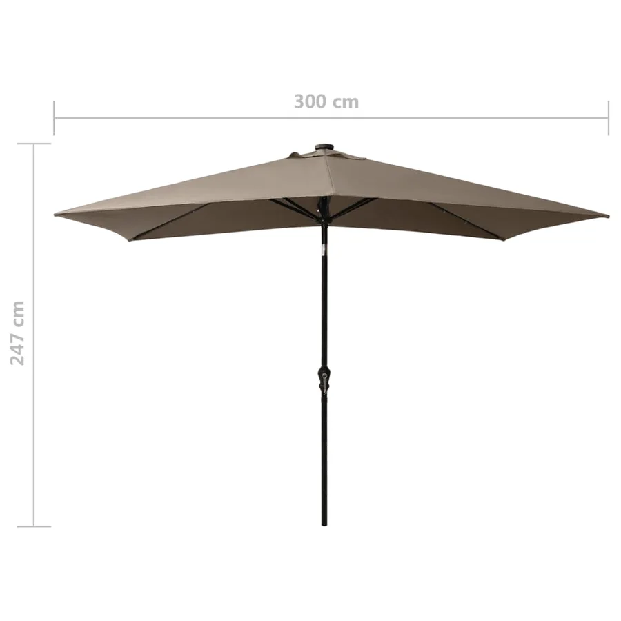 Parasol de jardin avec LED et mât en acier taupe 2x3 m - 11