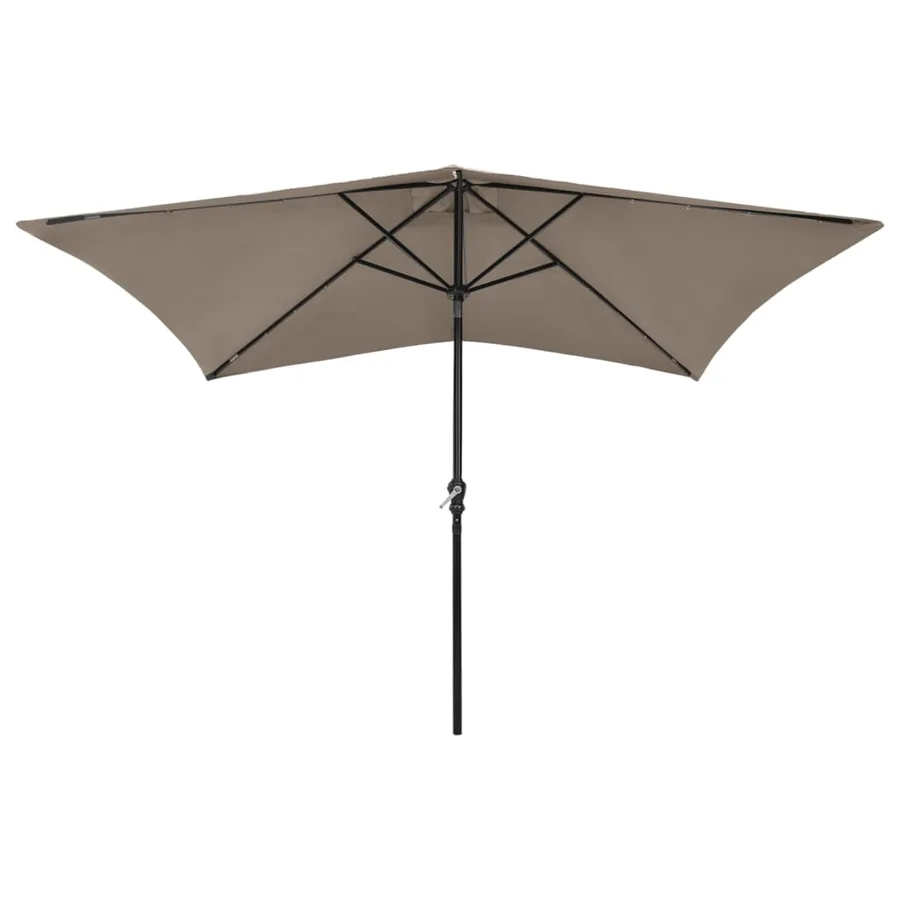 Parasol de jardin avec LED et mât en acier taupe 2x3 m - 2