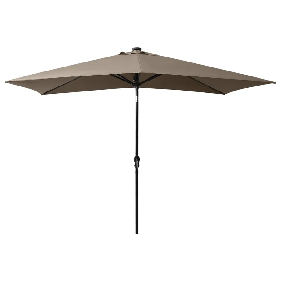 Parasol de jardin avec LED et mât en acier taupe 2x3 m - 3