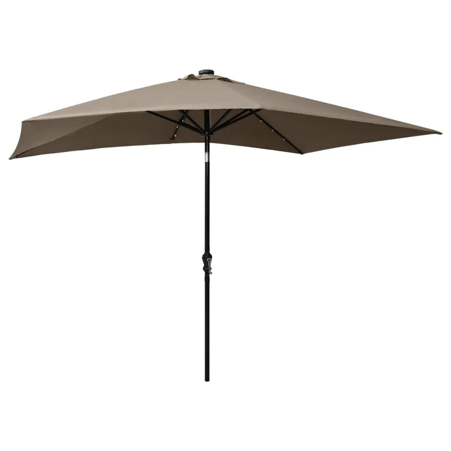 Parasol de jardin avec LED et mât en acier taupe 2x3 m - 4