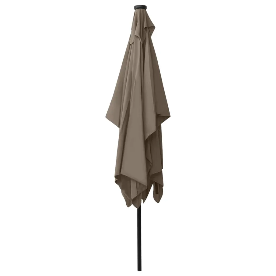 Parasol de jardin avec LED et mât en acier taupe 2x3 m - 6