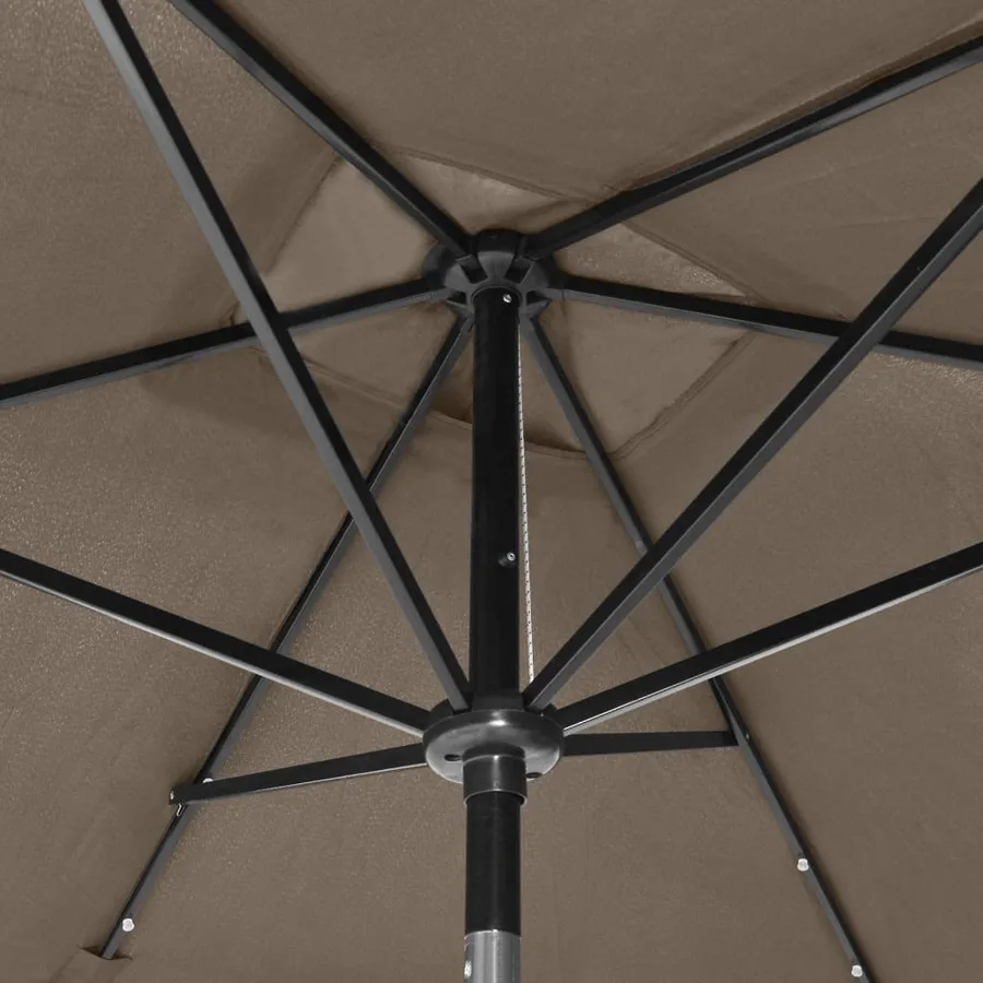 Parasol de jardin avec LED et mât en acier taupe 2x3 m - 9