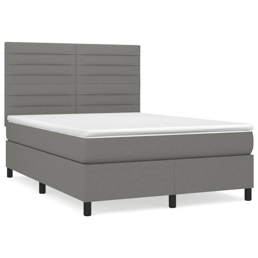 Sommier à lattes de lit avec matelas Gris foncé 140x190cm Tissu - 2