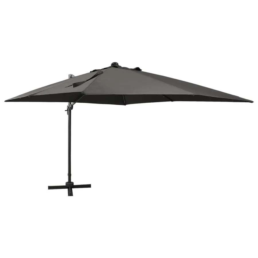 Parasol de jardin en porte-à-faux avec mât et lumières LED