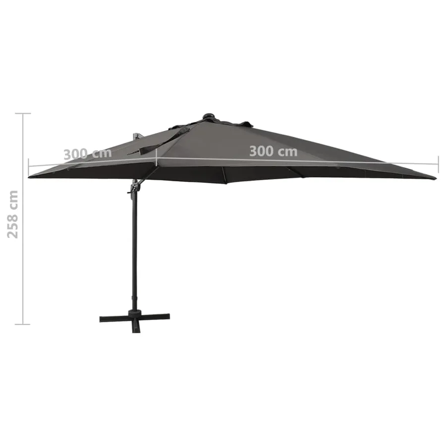 Parasol de jardin en porte-à-faux avec mât et lumières LED - 11