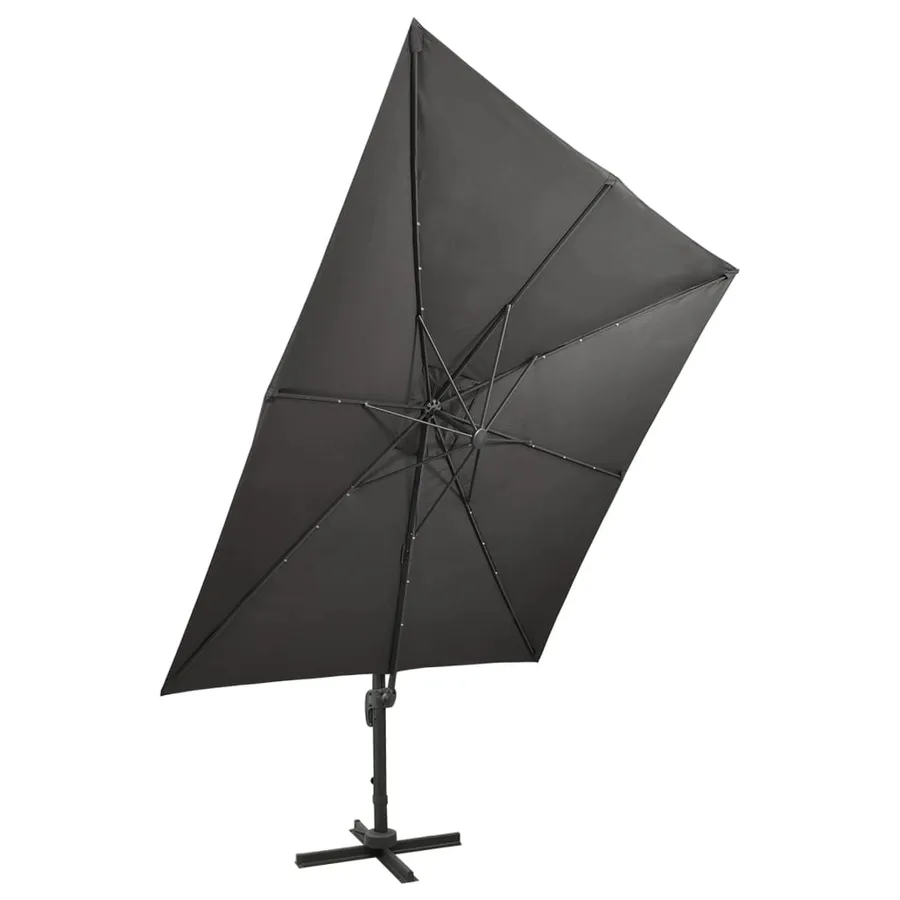 Parasol de jardin en porte-à-faux avec mât et lumières LED - 4