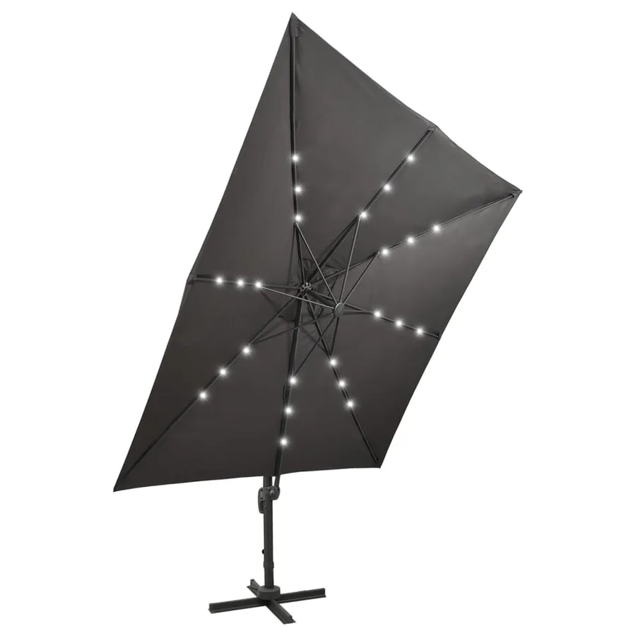 Parasol de jardin en porte-à-faux avec mât et lumières LED - 5