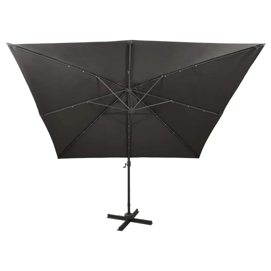 Parasol de jardin en porte-à-faux avec mât et lumières LED - 6