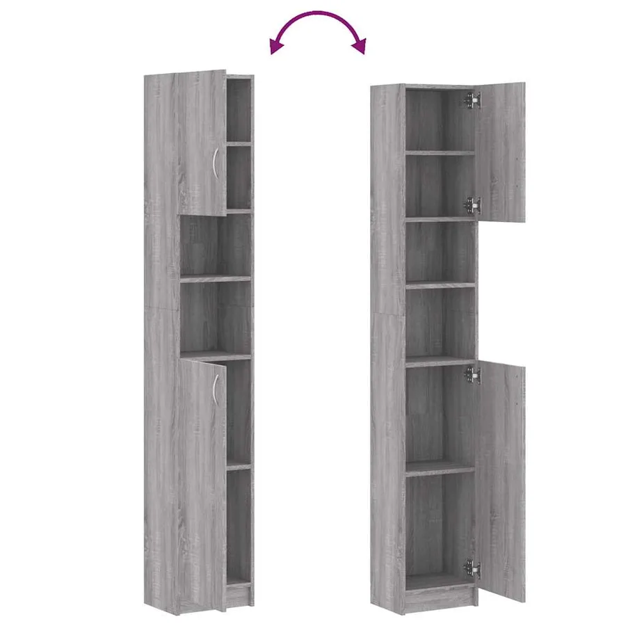 Armoire de bain Sonoma gris 32x25,5x190 cm Bois d'ingénierie - 9