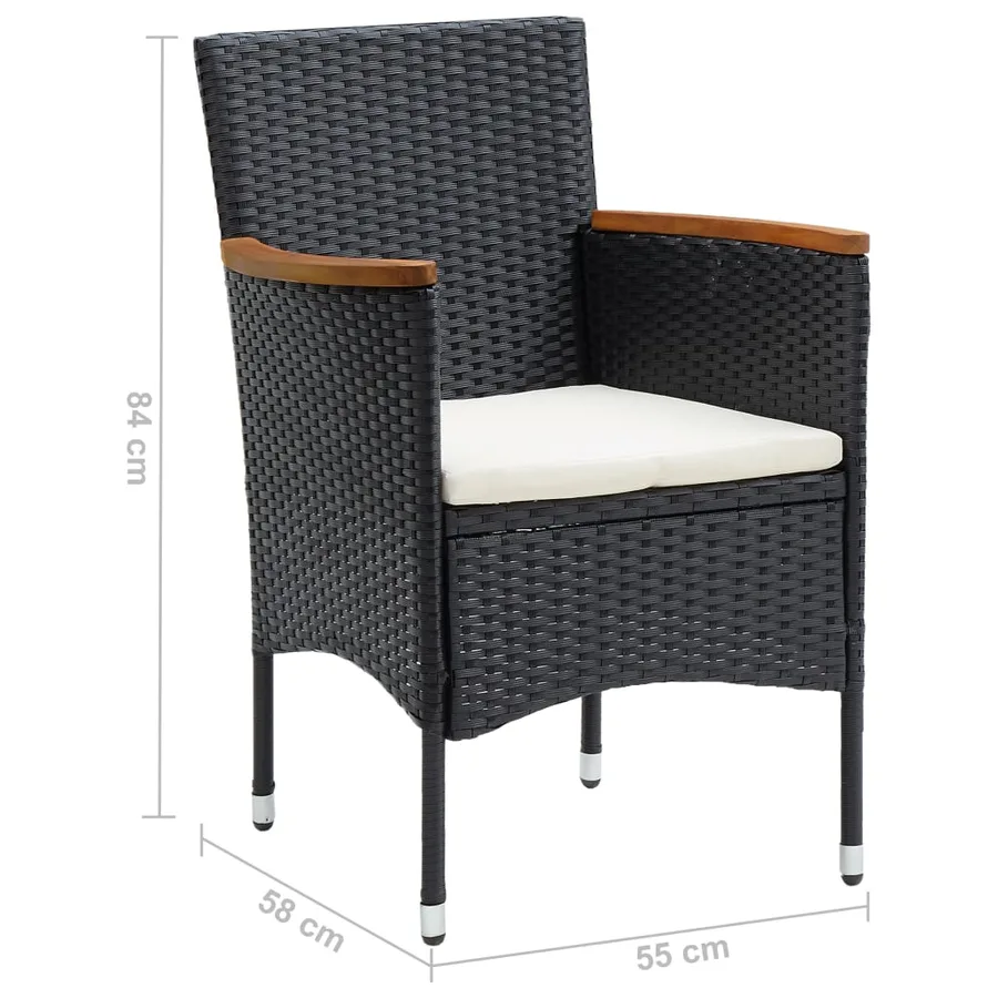 Ensemble à manger de jardin 5 pcs Noir - 10