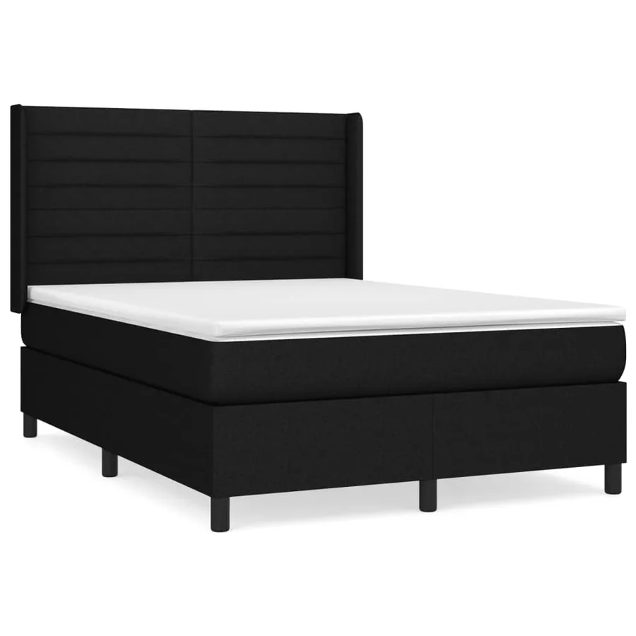 Sommier à lattes de lit avec matelas Noir 140x200 cm Tissu - 2