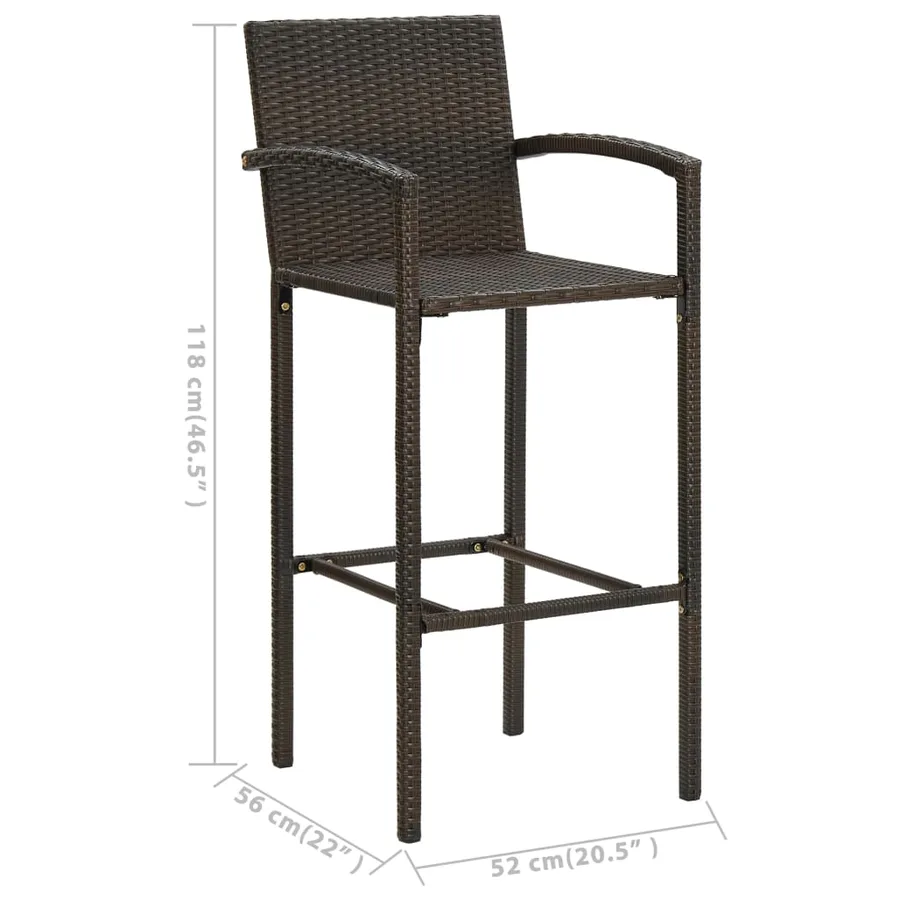 Ensemble de bar de jardin 3 pcs Marron - 11