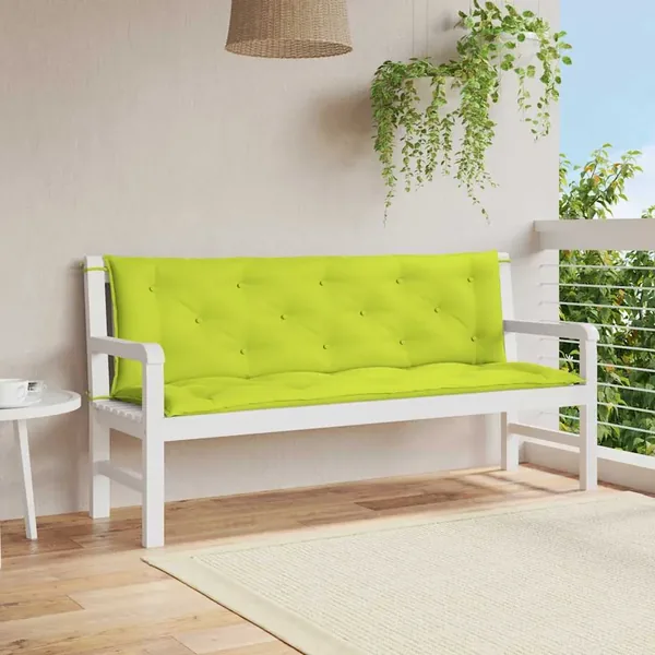 Coussin de banc de jardin vert vif 150x(50+50)x7cm tissu oxford