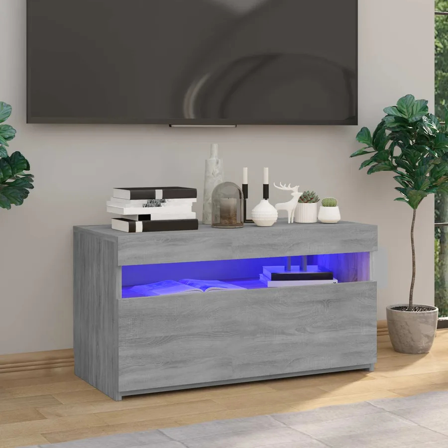 Meuble TV avec lumières LED Sonoma gris 75x35x40 cm - 2