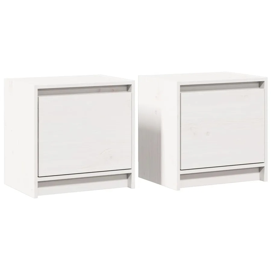 Tables de chevet 2 pcs Blanc 40x30,5x40 cm Bois de pin massif - 2