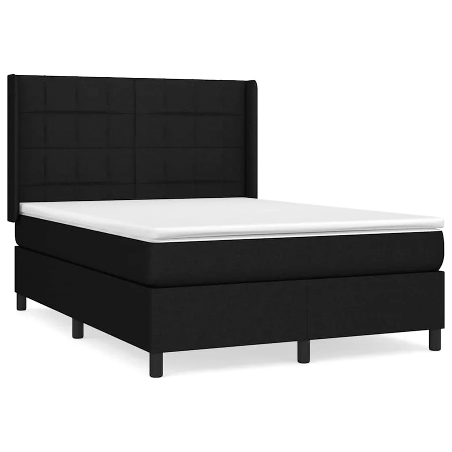 Sommier à lattes de lit avec matelas Noir 140x190 cm Tissu - 2