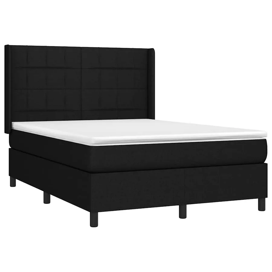 Sommier à lattes de lit avec matelas Noir 140x190 cm Tissu - 3