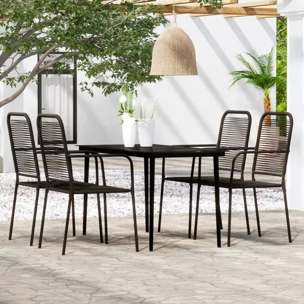 Ensemble à manger de jardin 5 pcs Noir