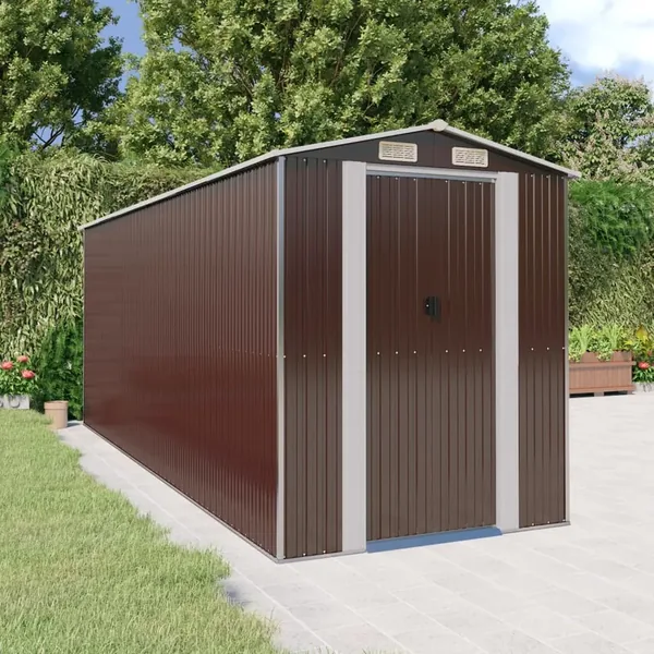 Abri de jardin Marron foncé 192x523x223 cm Métal galvanisé