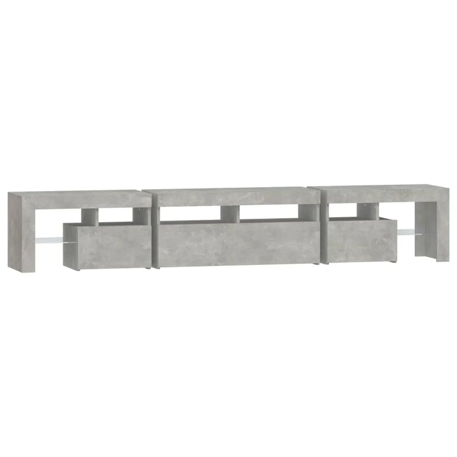 Meuble TV avec lumières LED Gris béton 230x36,5x40 cm - 8