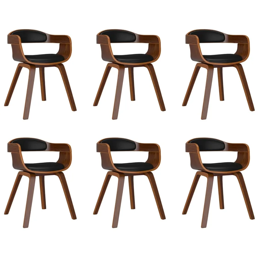 Chaises à manger lot de 6 noir bois courbé et similicuir - 2