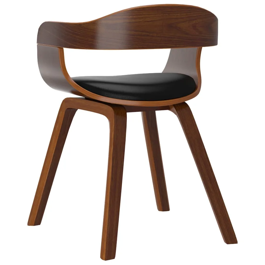 Chaises à manger lot de 6 noir bois courbé et similicuir - 6