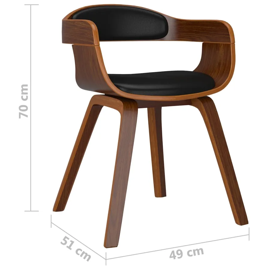 Chaises à manger lot de 6 noir bois courbé et similicuir - 7