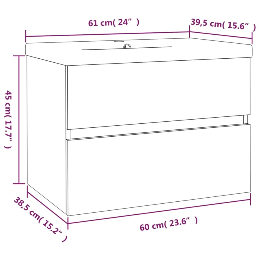 Meuble lavabo avec bassin intégré Chêne fumé Bois d'ingénierie - 6