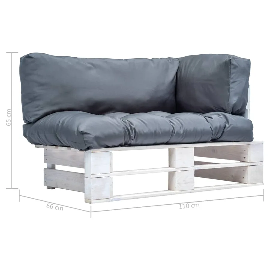 Canapé de jardin palette avec coussins gris pinède - 3