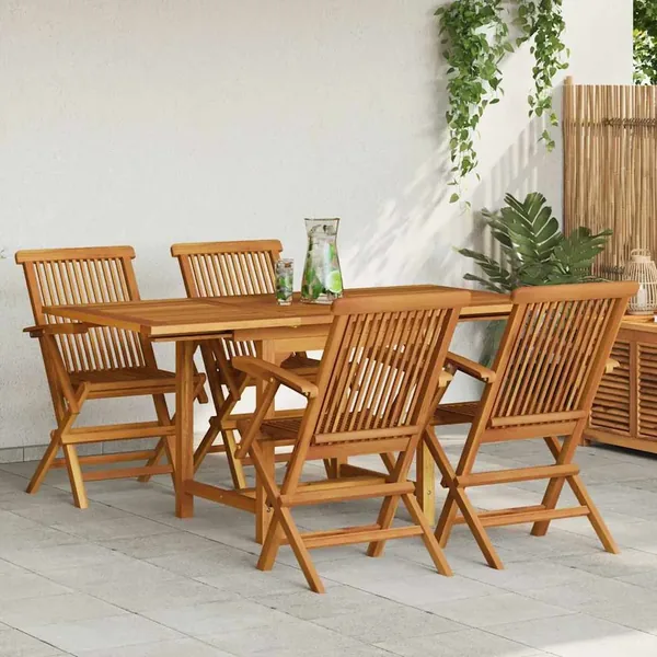 Salon de jardin 5 pcs Bois de teck massif