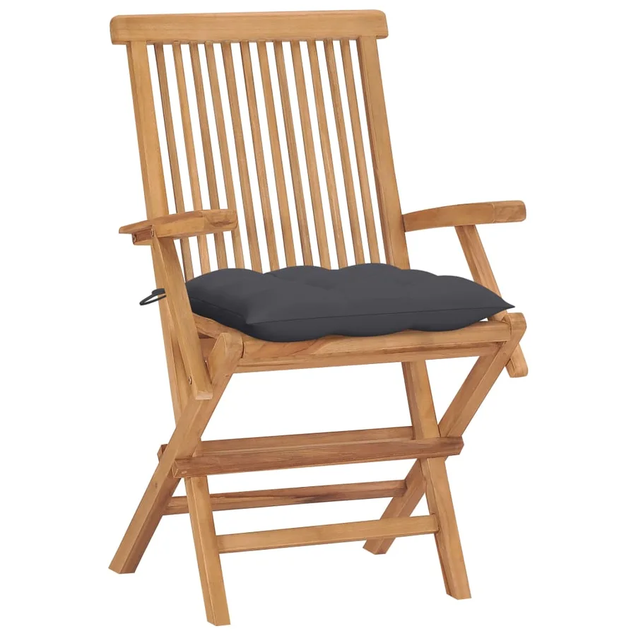 Chaises de jardin et coussins anthracite lot de 4 Bois de teck - 2