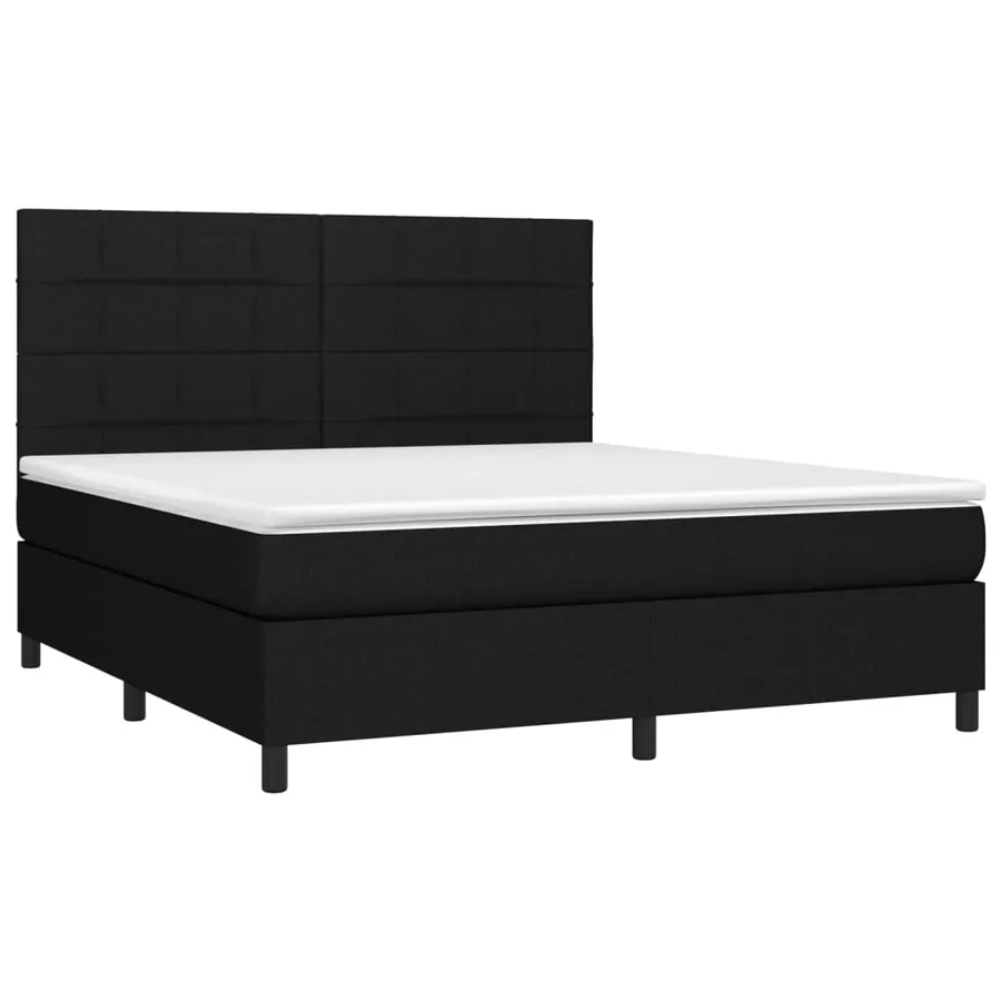 Sommier à lattes de lit et matelas et LED Noir 160x200 cm Tissu - 3