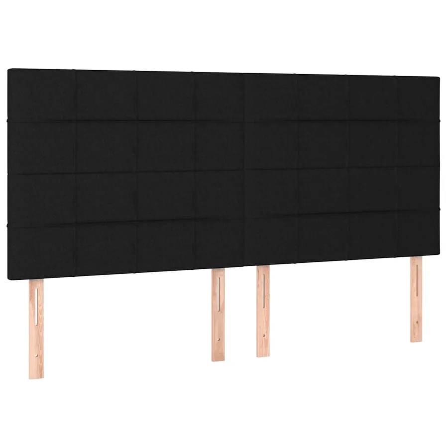 Sommier à lattes de lit et matelas et LED Noir 160x200 cm Tissu - 7