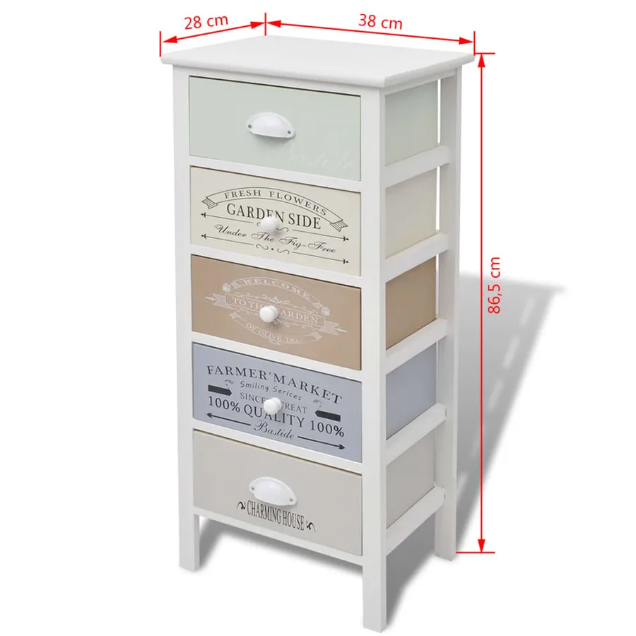 Armoire de rangement en style français 5 tiroirs Bois - 6