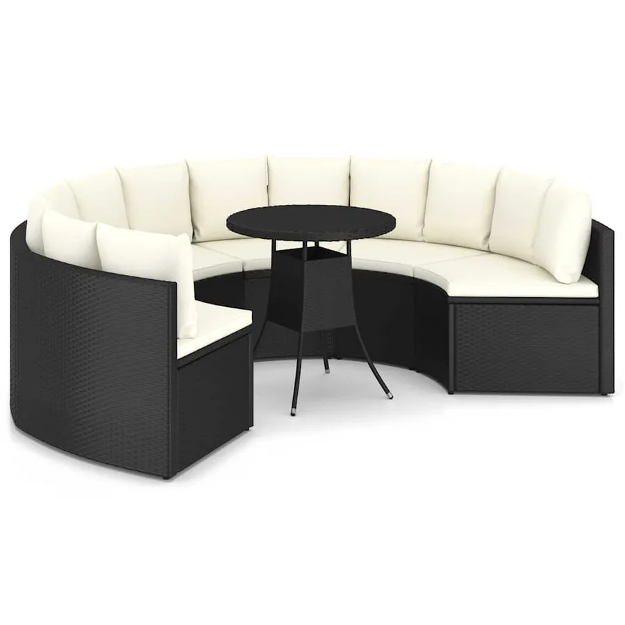 Salon de jardin 7 pcs avec coussins Résine tressée Noir - 2