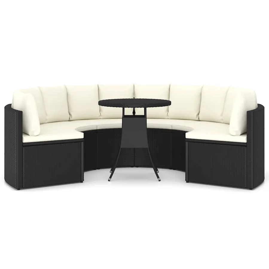 Salon de jardin 7 pcs avec coussins Résine tressée Noir - 3