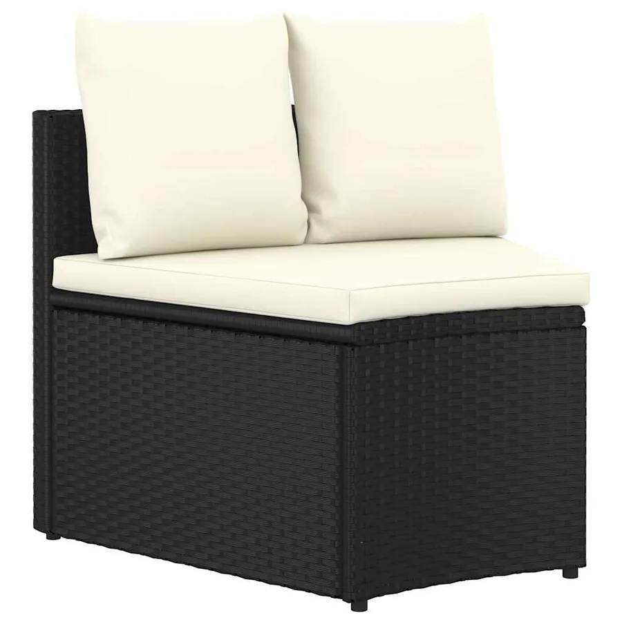 Salon de jardin 7 pcs avec coussins Résine tressée Noir - 4