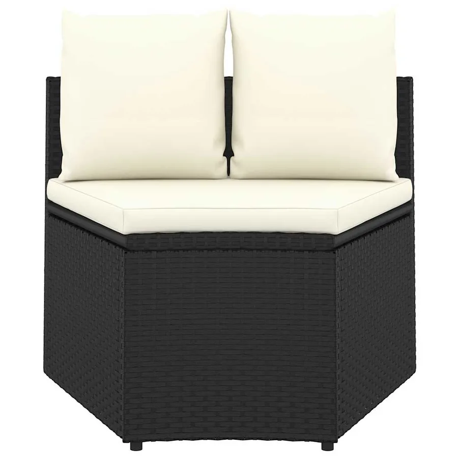 Salon de jardin 7 pcs avec coussins Résine tressée Noir - 5