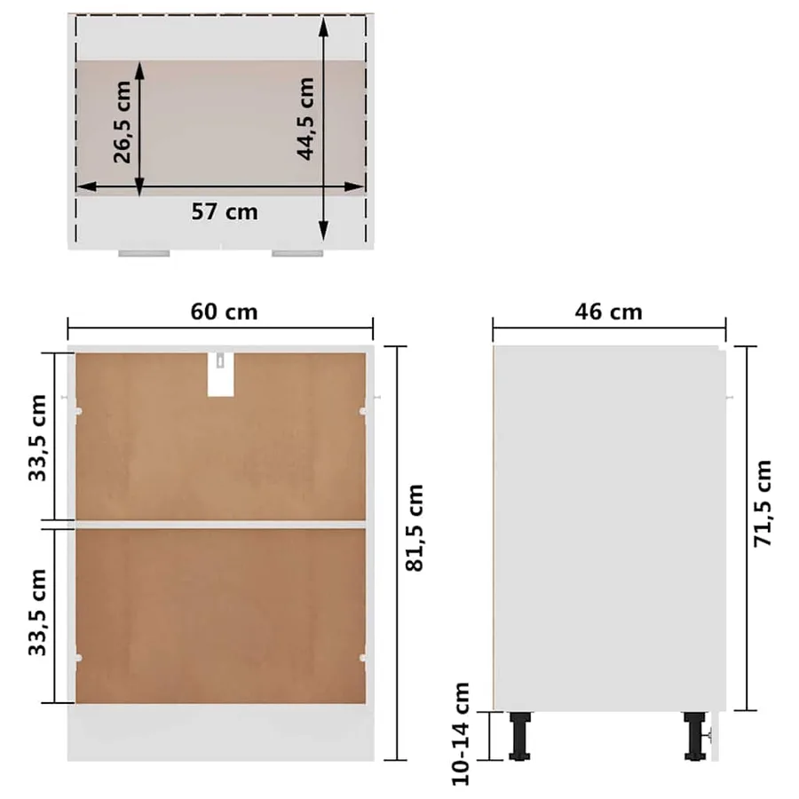 Meuble bas "Lyon" Blanc 60 x 46 x 81,5 cm Bois d'ingénierie - 11