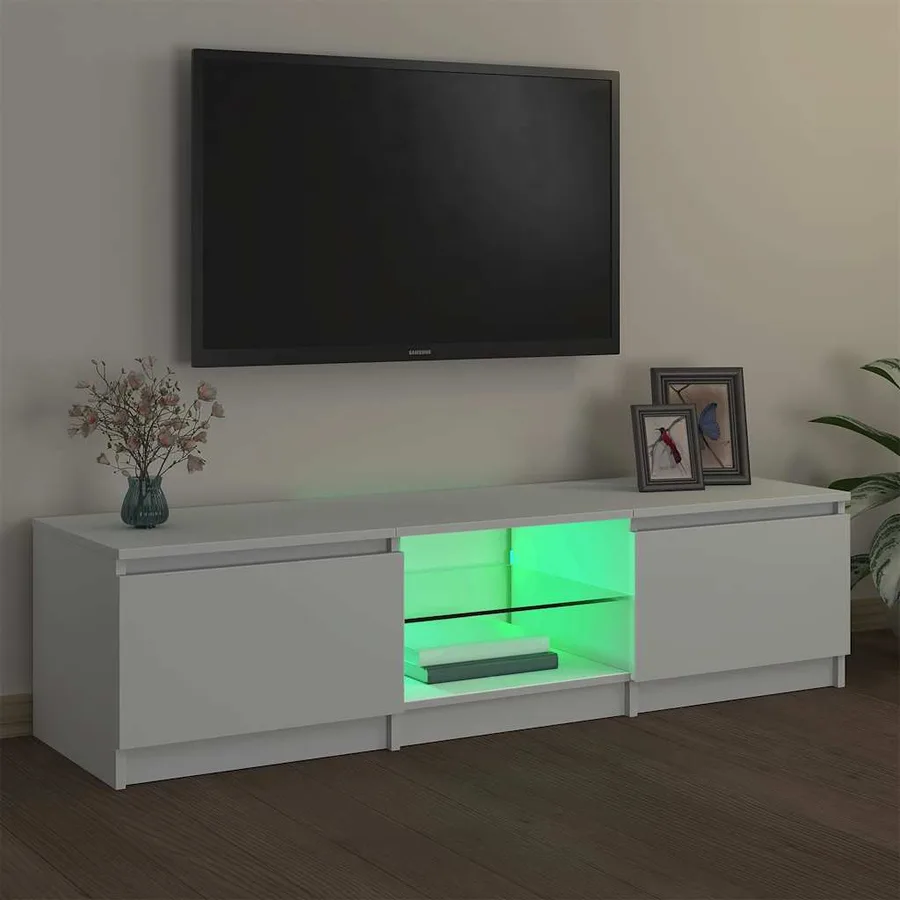 Meuble TV avec lumières LED blanc 140x40x36 cm - 3