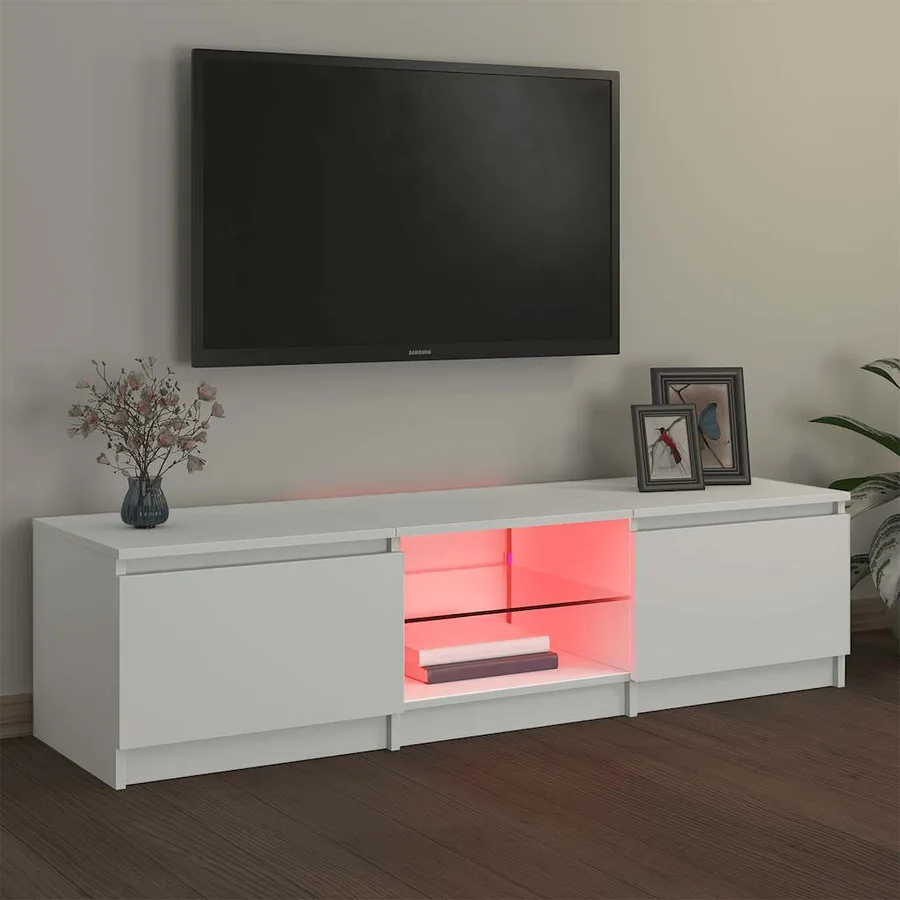 Meuble TV avec lumières LED blanc 140x40x36 cm - 5
